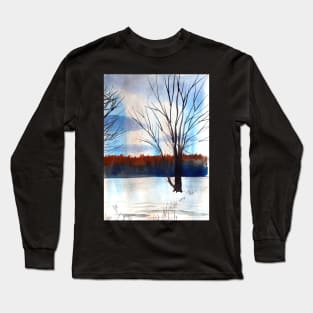 Snowy Trees Watercolor for Christmas Long Sleeve T-Shirt